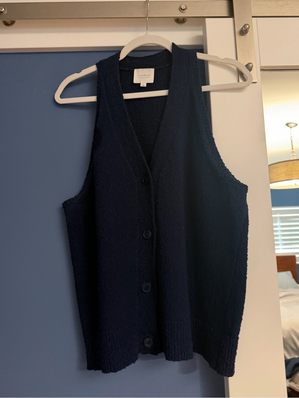 Sundays Navy Button Front Sweater Vest | Size M